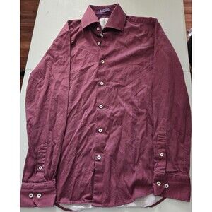 Robert Graham Stretch Classic Dress Shirt Small/15‎  Red Stripe Geometric